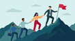© Kutu - Business team climbing mountain for success, leadership and collaboration concept