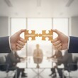 © Alex Pios - Hands Joining Puzzle Pieces: Strategy and Execution in Business, concept of strategic collaboration and execution