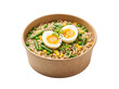 © PNG store - Bowl of noodles with boiled egg and vegetables transparent background