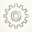 © asri.nl - Hand drawn pencil sketch of a mechanical gear wheel