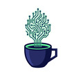 © MUHAMADNURARIPIN - Coffee Cup With Circuit Steam Concept of Software Engineering And Programming Labor