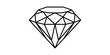 © Jpeg shop opened - Single black outline diamond gemstone icon for luxury jewelry design jewelry store branding or professional gem cutting.