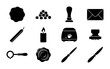 © Anik - Wax Seal Stamp Set, Vintage Crafting Tools, Retro Mail Supplies, Elegant Stationery Icons, 12 Elements