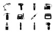© Anik - Beauty Salon Equipment Icons: Skincare Tools, Cosmetic Devices, Medical Instruments, and Spa Accessories Vector Set