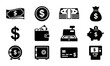 © Anik - Money Icons Set: Cash, Coins, Wallet, Piggy Bank, ATM, Safe, Credit Card, Cash Register, Vector Graphics for Finance and Business
