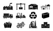 © Anik - Industrial Icons Set: Factory, Warehouse, Truck, Forklift, Recycling, Battery, Gears, Manufacturing Elements, Logistics, Energy Storage