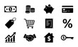 © Anik - Financial Icons Set: Money, Piggy Bank, Shopping Cart, Credit Card, Tag, Receipt, Percentage, Growth Chart, Handshake, House, Key - Business & Commerce Vector Graphics