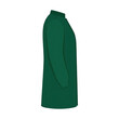 © Hmen - Vista lateral de una bata médica de color verde oscuro aislada sobre un fondo blanco, ideal para diseño de uniformes de hospital, ropa de quirófano o equipo de protección profesional.