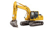 © Sumon - Heavy duty yellow excavator construction vehicle with large isolated on png transparent background
