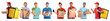 © New Africa - Food delivery service workers. Collection of portraits on white background