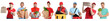 © New Africa - Food delivery service workers. Collection of portraits on white background