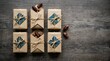 © Amir - Minimalist kraft paper gift boxes and dates on wood surface