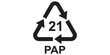 © Developer - Black recycling symbol with number 21 and PAP code indicating paper material for recycling.
