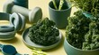 © fivan - A wellness lifestyle composition featuring kale presented beside fitness accessories and healthy living elements