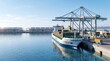 © ThisaraDL - Cargo container ship at modern port terminal