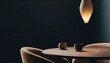 © stockimgahnaf - Minimalist dining setup with two handmade ceramic tea bowls on a round wooden table