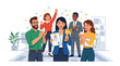 © Lilik - Happy business team celebrates success with trophy and certificates in office
