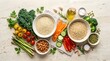 © ashan - Healthy gluten free food ingredients with grains and fresh vegetables on stone background perfect for national celiac disease awareness day