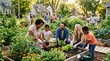 © phj.domingos - Diverse families and neighbors enjoy community gardening together on a sunny day