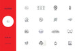 © SakhawatHosen - Collection of sixteen flat line icons with editable stroke white background