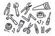 © Victoria - Home Repair Tools Hand Drawn Set Vector Illustration