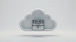 © Fatema - Secure cloud storage illustration featuring locked server symbol inside white fluffy cloud shape