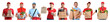 © New Africa - Food delivery service workers. Collection of portraits on white background