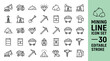 © Adobe - Mining Line Icons Set, 30 Editable Stroke Resource Extraction Symbols Truck Drill Pickaxe Diamond Oil Rig Helmet Fuel Vector Collection
