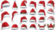 © MdRaisul - Santa Hats Collection with Various Styles and Decorations Featuring Festive