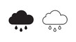 © Shamsul - rain cloud with outline art vector icon, a simple silhouette design representing weather silhouette with outline art vector icon