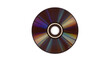 © Nesa - Disco compacto CD o DVD con reflejos de luz multicolor e iridiscentes, aislado sobre un fondo blanco ideal para tecnología y música.