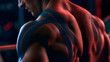 © Olha - Muscular Weightlifter with Kinesiology Tape on Shoulders and Back, Dramatic Gym Lighting, Sports Magazine Style