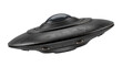 © Isolated_png - Weathered metallic black ufo saucer with detailed dome and textured plating for realistic space visuals.