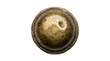 © we.bond.png - Distressed antique brass door knob featuring a circular weathered metallic surface with rich golden tones isolated against a clean white background for industrial design hardware projects.