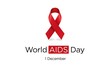 © MST  SHAHANAZ PARVIN - Red awareness ribbon symbol for world aids day awareness campaign with text