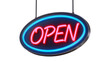 © Maria - Oval neon OPEN sign with blue and pink lights, isolated on transparent background