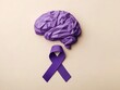 © mankjon - Purple low-poly brain and awareness ribbon for AlzheimerΓÇÖs and dementia support