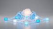 © Bricio - Cloud computing data security concept with digital shields and interconnected network nodes