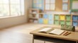 © NafisaNajmin - Open Books on Classroom Desk in Bright Learning Space
