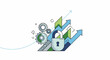 © Eryck Gusdian - Digital Cybersecurity Protection and Data Growth Analysis Concept with Lock Mechanism and Upward Trending Business Statistics Vector Illustration