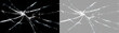 © Антон Миргородський - Broken glass spiderweb crack texture. Shattered screen and damaged window impact overlay on transparent background