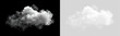 © Антон Миргородський - Isolated white cloud cutout on transparent and black background. Dense fluffy smoke cloud overlay for sky compositing and graphic design