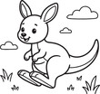 © NUR - Cute cartoon dog sitting, ears perked, tongue out, style