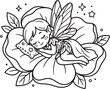 © NUR - Cute cartoon hedgehog with flowers and stars