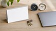© Anastasiya Ri - Blank calendar, two clocks, home keys and closed laptop, ideal for flexible schedules, predictable workdays and inclusive policy