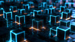 © BlackBridge Media - Abstract Futuristic Neon Glowing Cubes Digital Network Concept