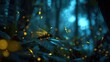 © Shilpe - Firefly insect on leaf during twilight forest with bokeh lights and magical glow