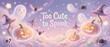 © ColorWaveStudio - Cute halloween banner with pumpkins ghosts bats and witch hats in a dreamy purple sky with the text too cute to spook