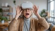 © Volodymyr Hankevych - Elderly woman with reality headset, surprised expression, looking into future