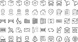 © Mounir - Moving Service line editable icon set. Contain icons relaed to Moving house services, packing, loaders, office moving, freight transportation, and more.  Editable stroke. Vector illustration